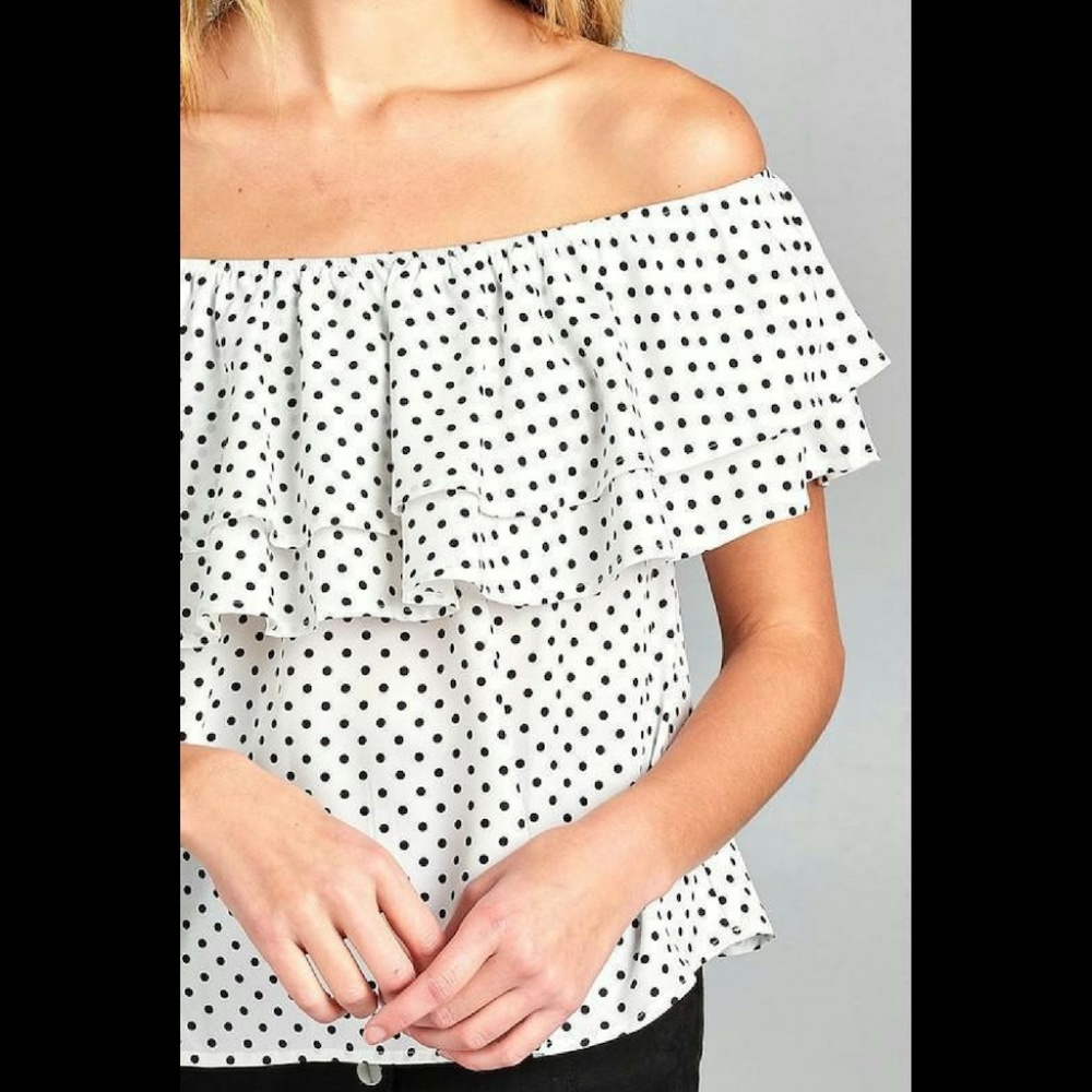 Casual Top Short Sleeve Polka Dot Loose Blouse - Picture 3 of 4
